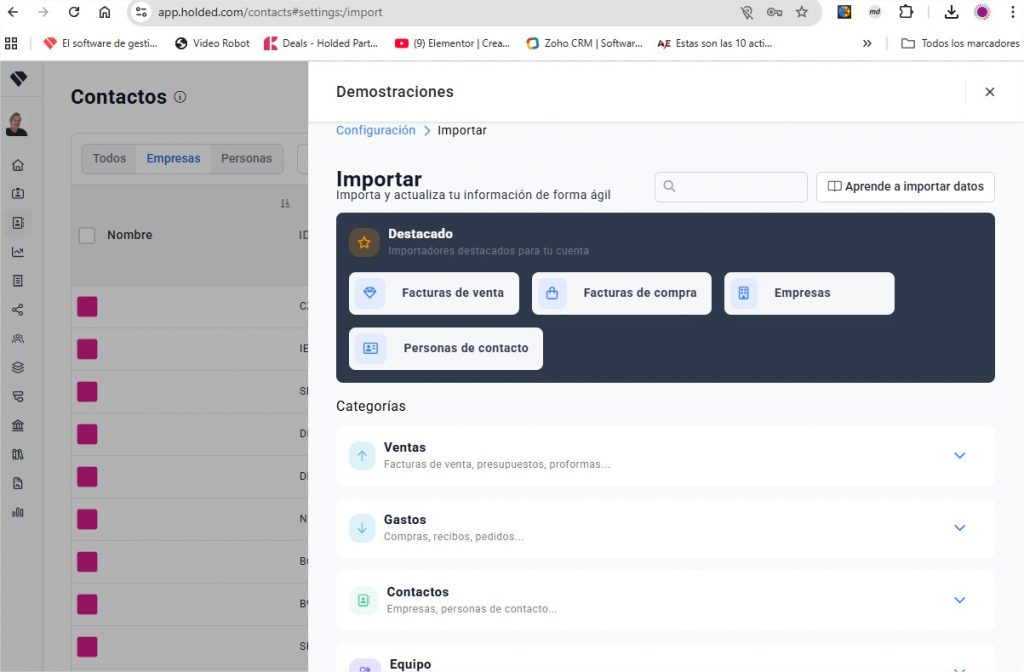 Contactos · Holded Google Chrome-consultoría