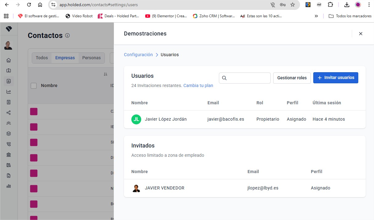 Holded: gestión de usuarios y roles para controlar accesos y proteger la información