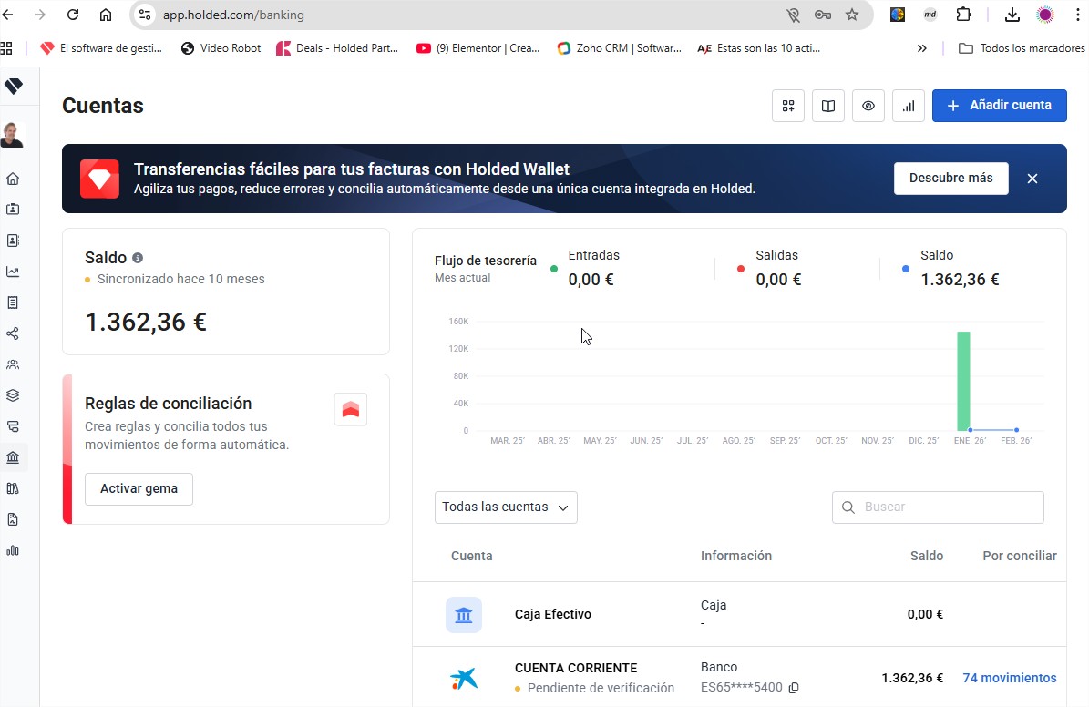 Holded: configuración de bancos y métodos de cobro para un control real de la tesorería