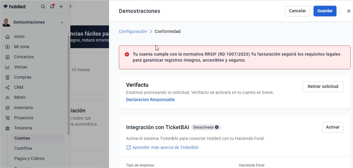Holded y VeriFactu: cómo configurar la facturación conforme a la Ley Antifraude
